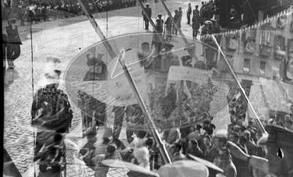 Franco en Las Cortes, manifestación de apoyo