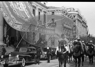 Franco en Las Cortes, manifestación de apoyo