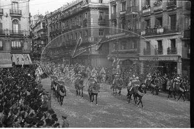 Franco en Las Cortes, manifestación de apoyo
