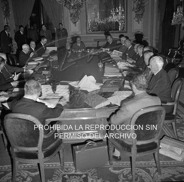 Consejo de Ministros en el Palacio de Pedralbes, mayo 1960