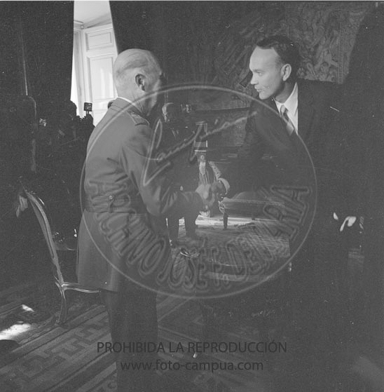 Armstron, Aldring y Collins con Franco